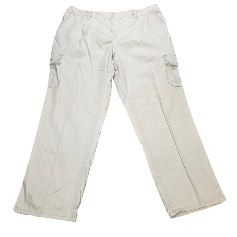 Caribbean Joe Hurricane Twill Cargo Pants Women's Size 18W Khaki Stone Straight